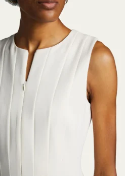 AkrisSleeveless Zip-Front Seamed A-Line Dress