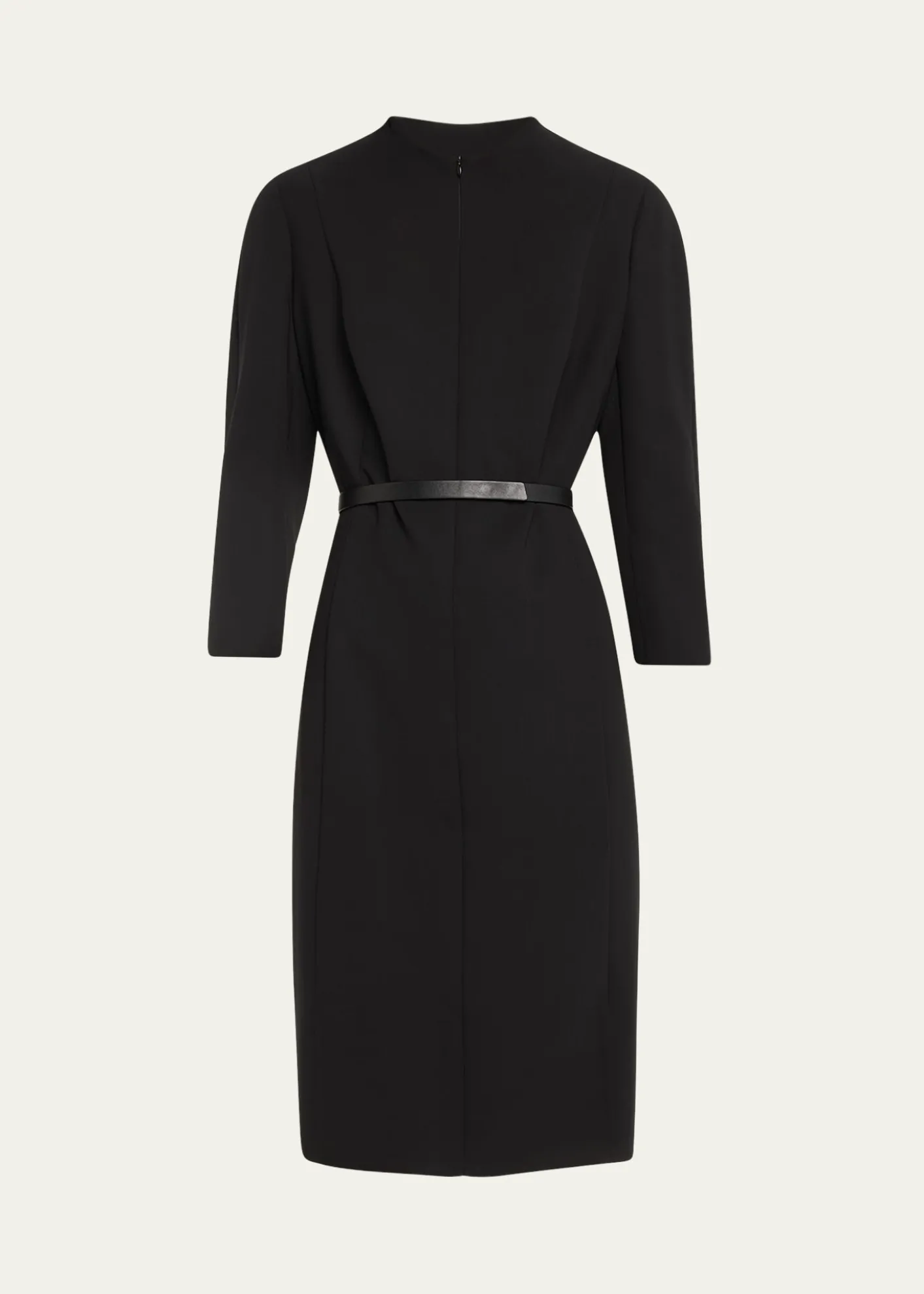 AkrisSplit-Neck Double-Face Wool Sheath Dress
