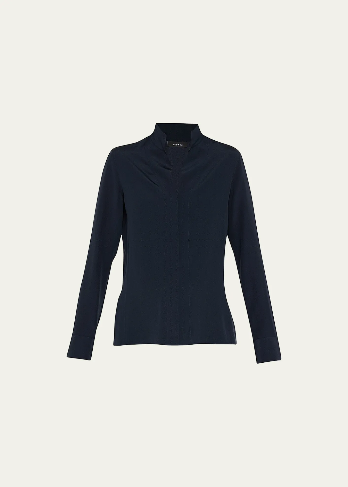 AkrisSplit-Neck Silk Button-Front Blouse