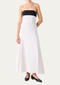 AkrisStrapless Denim A-Line Ankle Dress