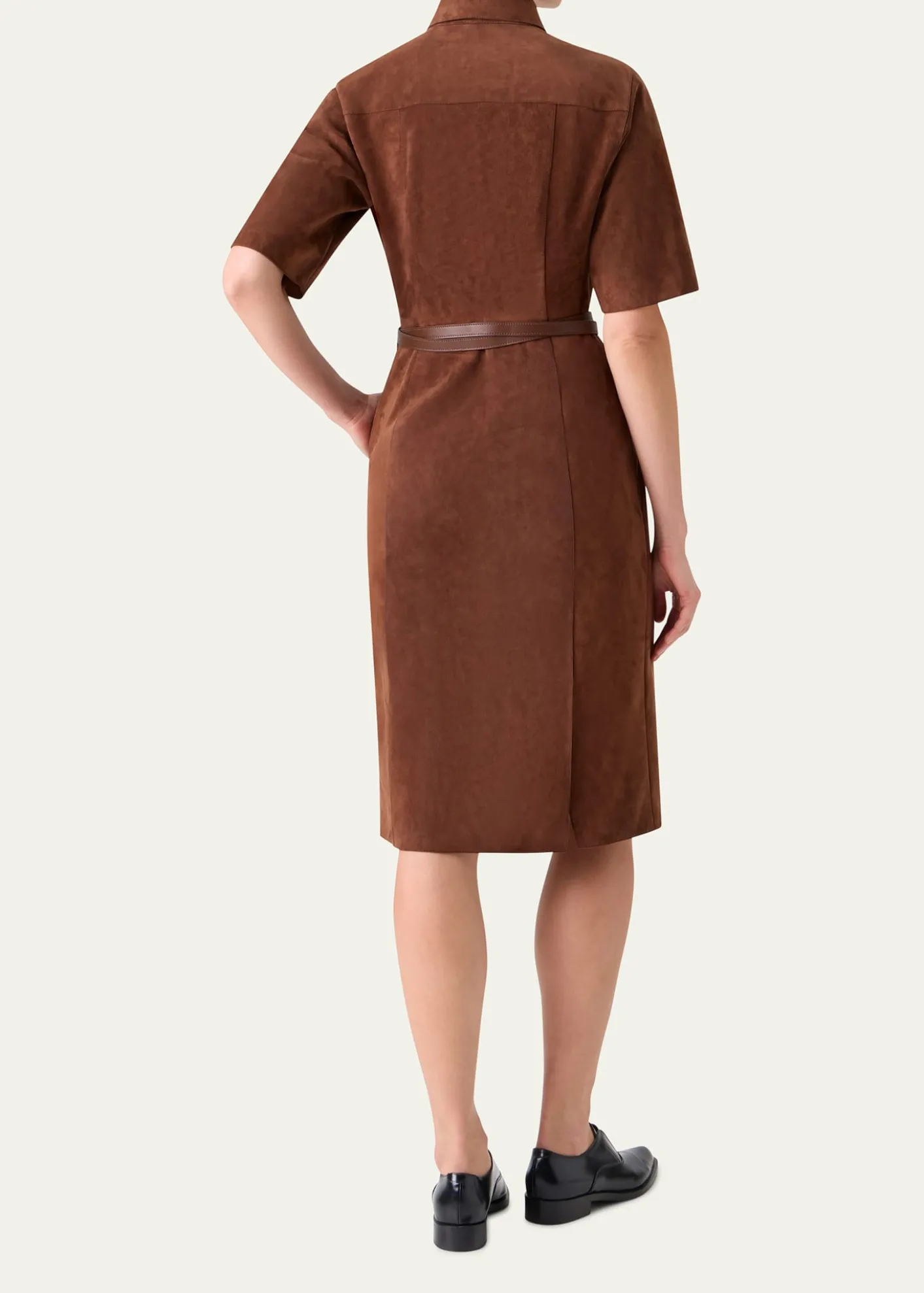 AkrisSuede Belted Midi Shirtdress