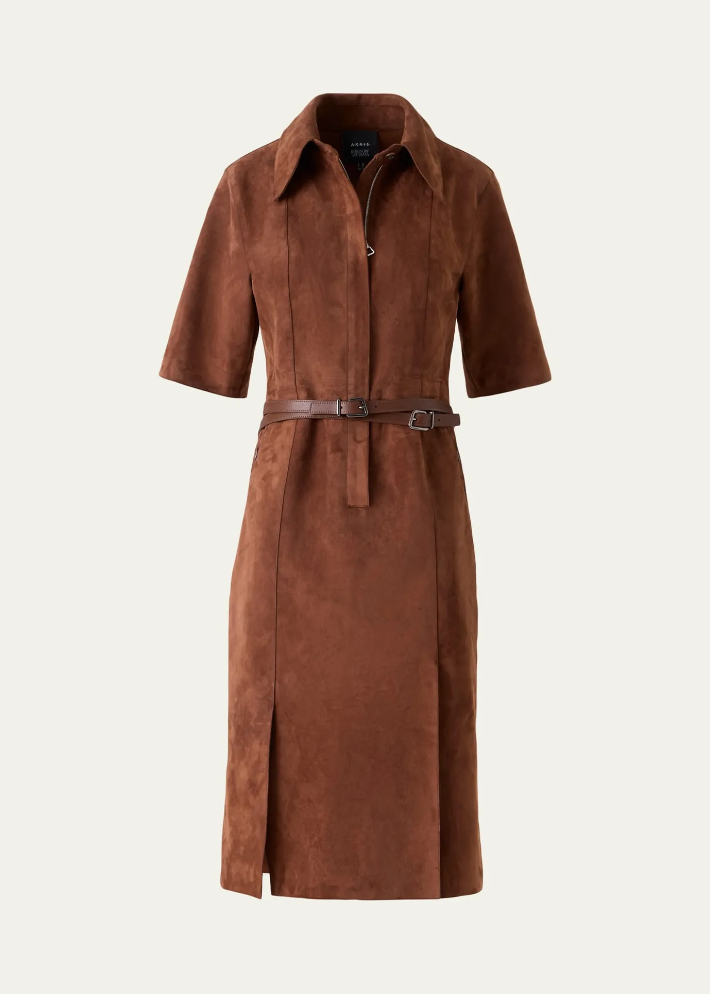 AkrisSuede Belted Midi Shirtdress