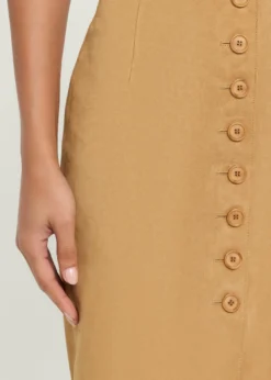 AkrisSuede Button-Front Midi Skirt