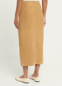 AkrisSuede Button-Front Midi Skirt
