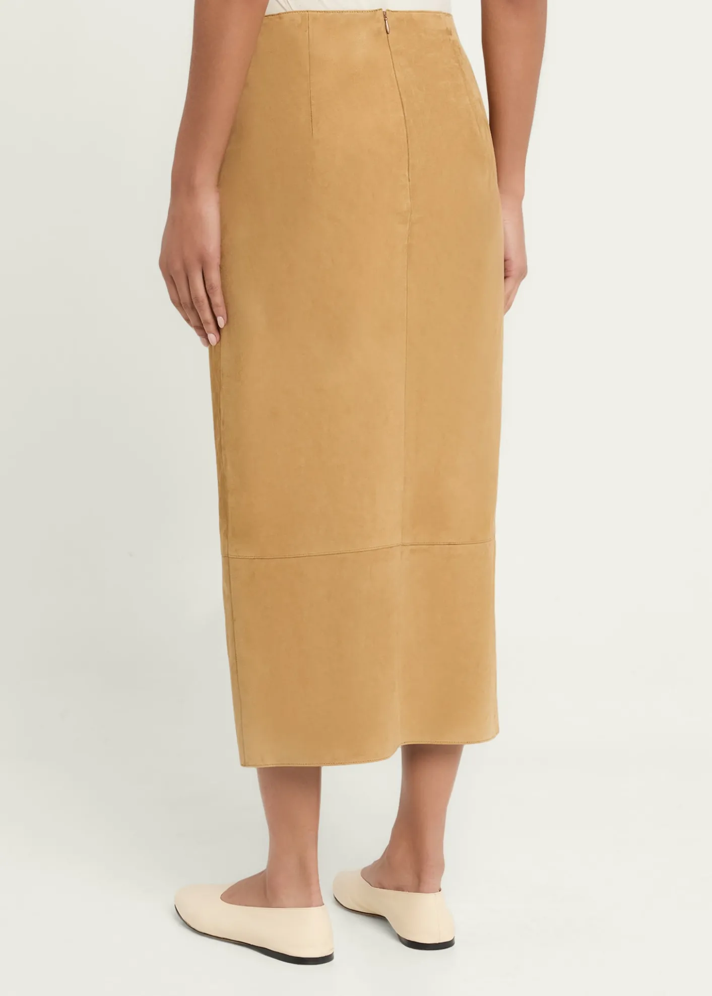 AkrisSuede Button-Front Midi Skirt