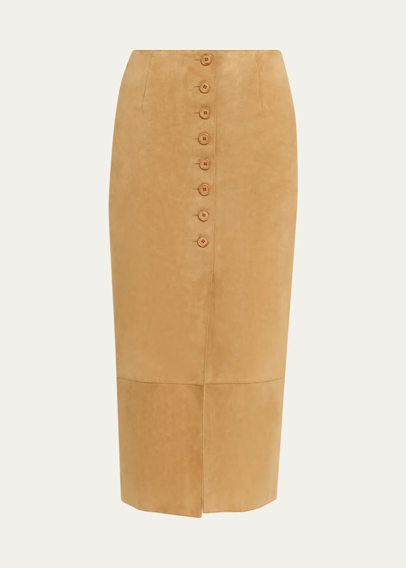 AkrisSuede Button-Front Midi Skirt