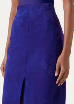 AkrisSuede Front Slit Pencil Skirt