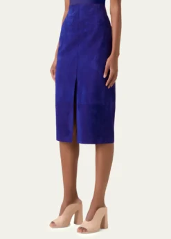 AkrisSuede Front Slit Pencil Skirt