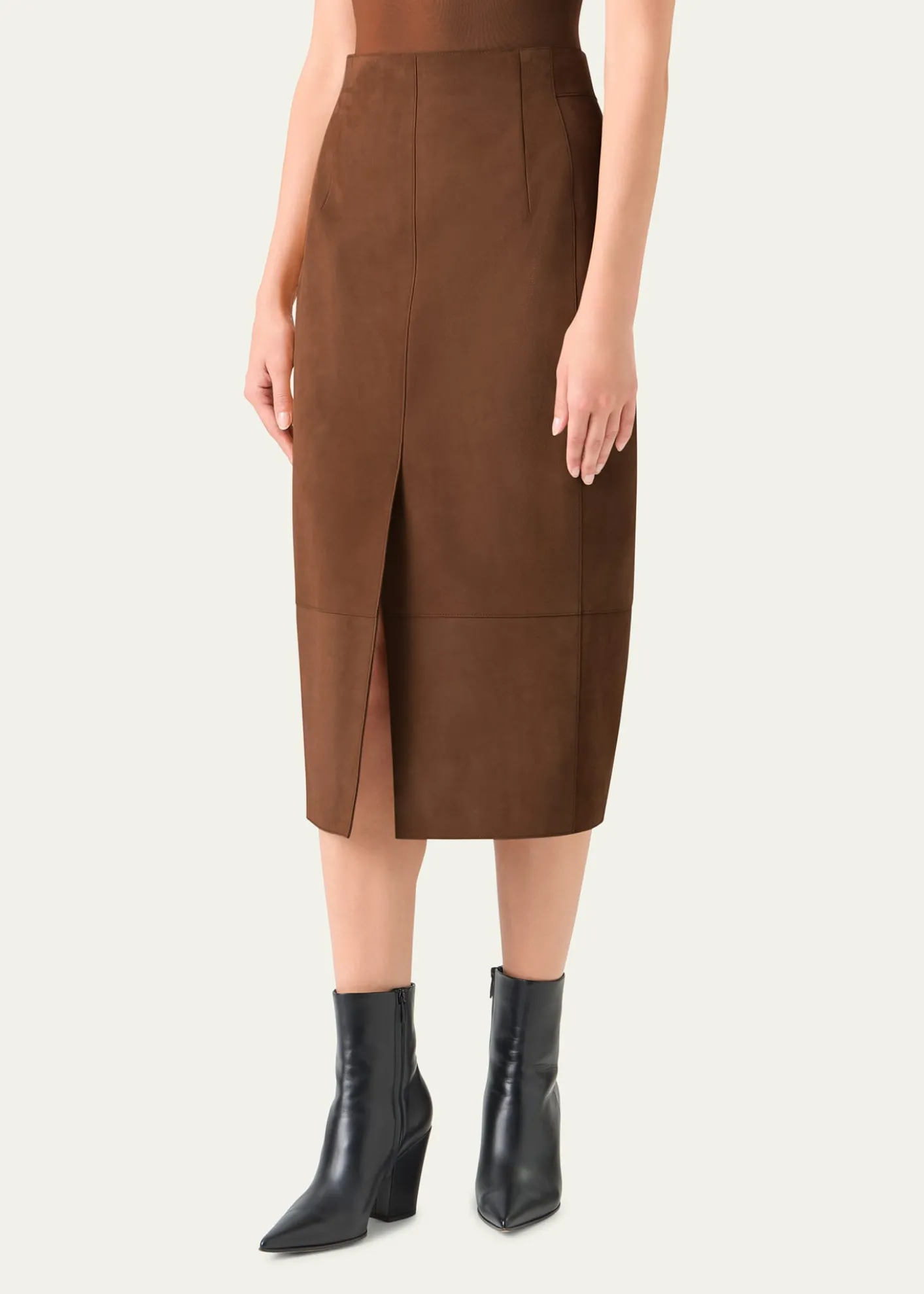 AkrisSuede Midi Pencil Skirt