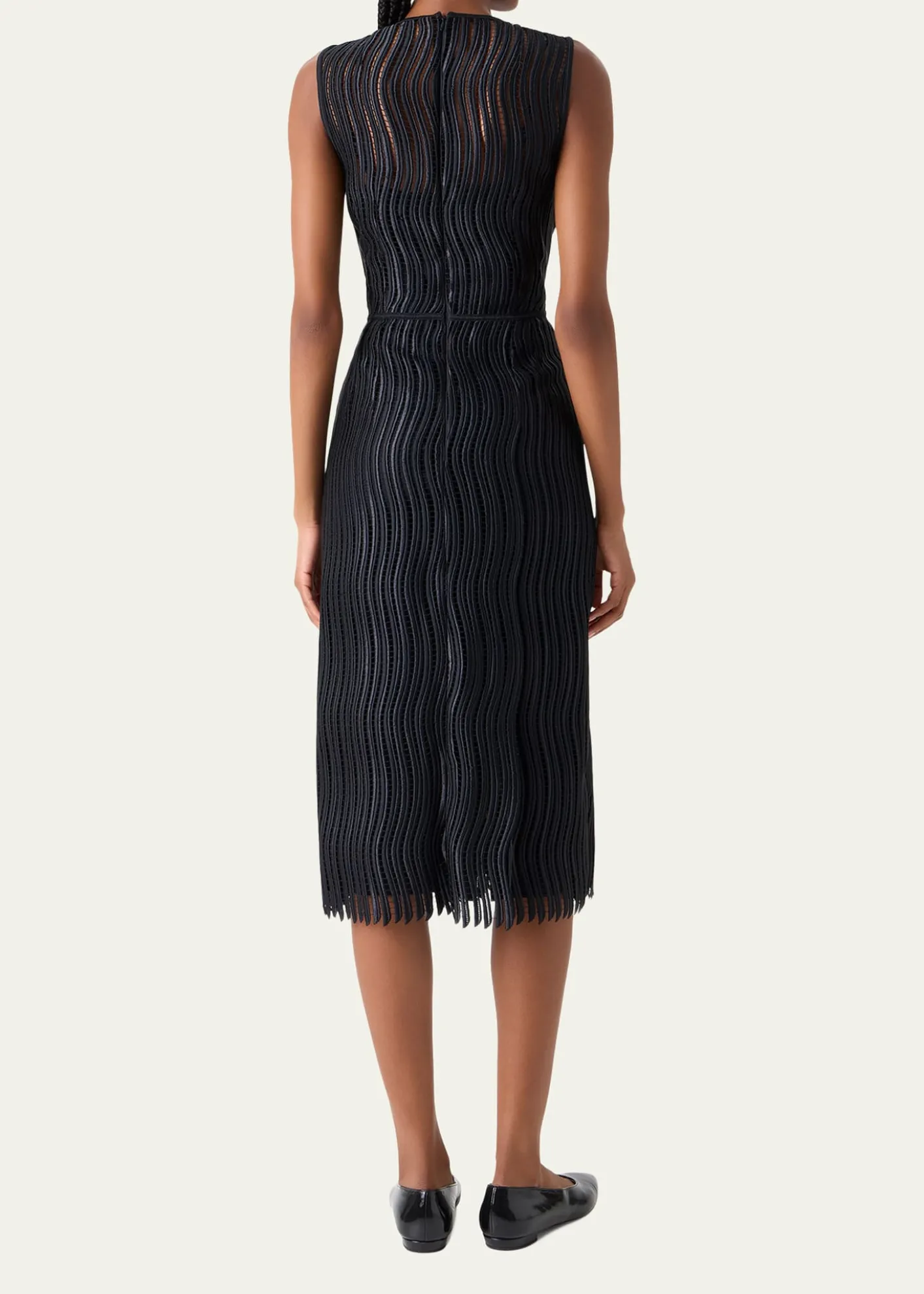 AkrisTechno Wave Guipure Sheath Midi Dress