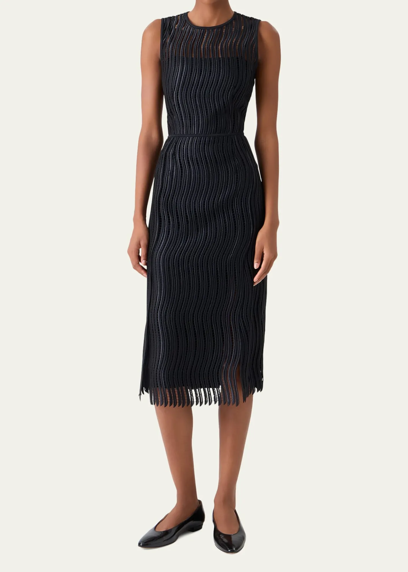 AkrisTechno Wave Guipure Sheath Midi Dress