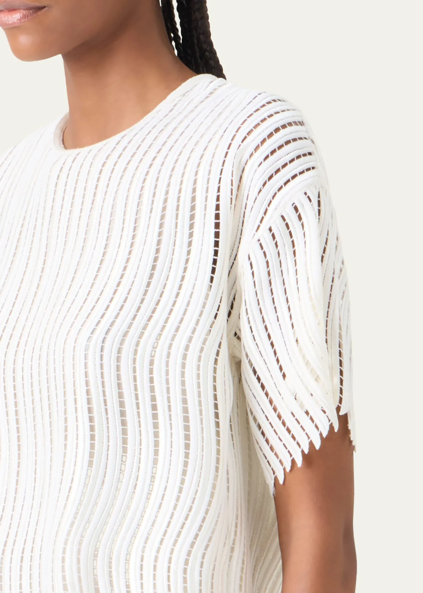 AkrisTechno Wave Guipure Short-Sleeve Blouse