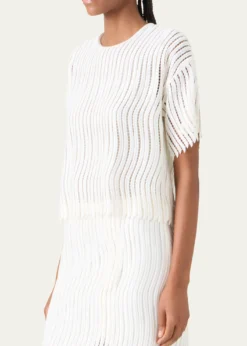 AkrisTechno Wave Guipure Short-Sleeve Blouse