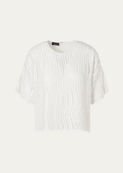 AkrisTechno Wave Guipure Short-Sleeve Blouse