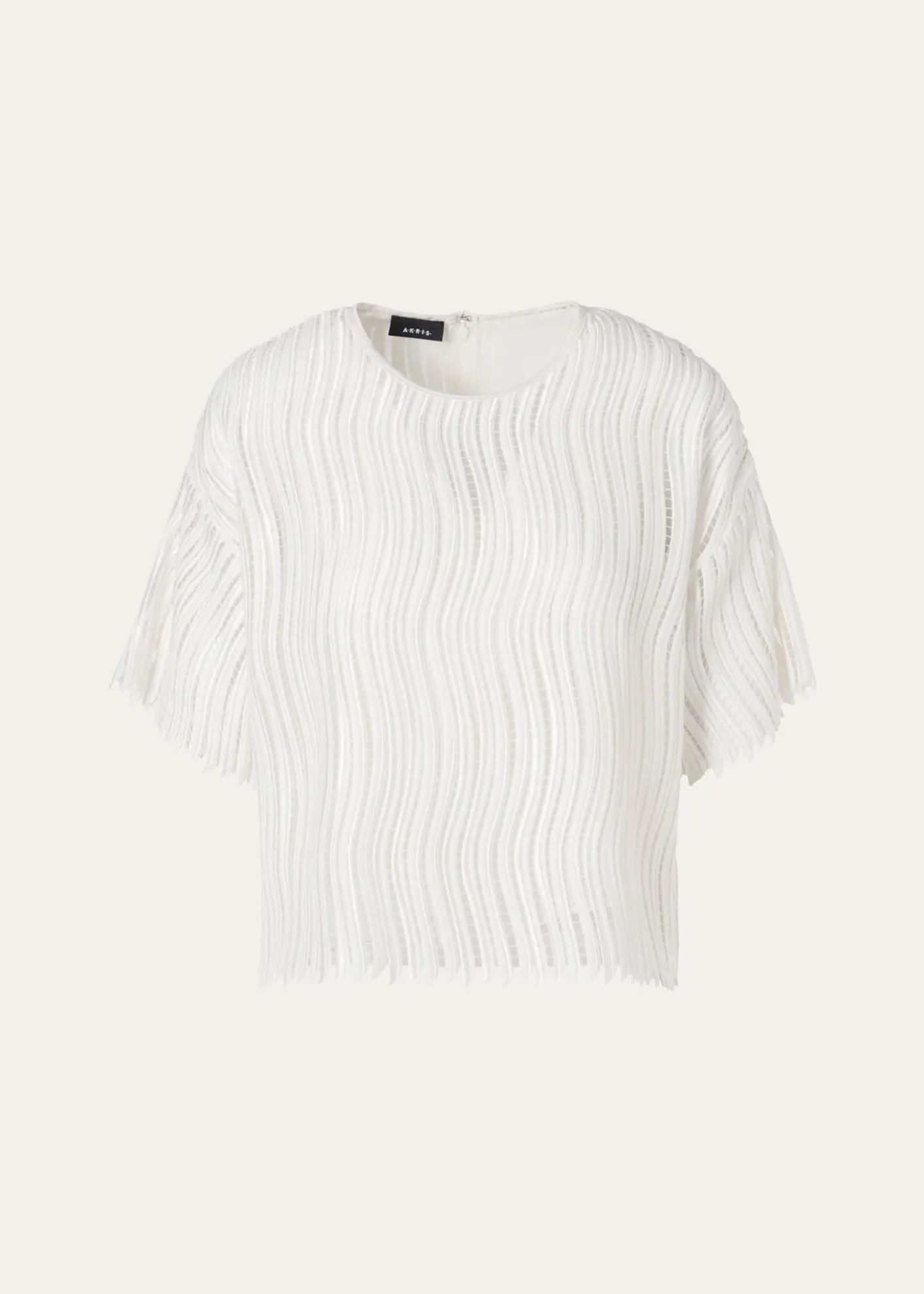AkrisTechno Wave Guipure Short-Sleeve Blouse