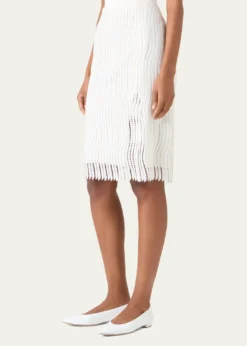 AkrisTechno Wave Guipure Slit Pencil Skirt