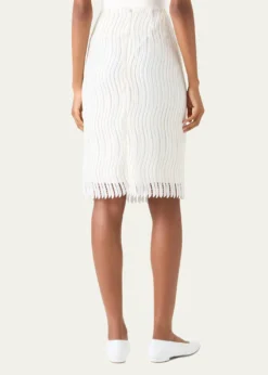 AkrisTechno Wave Guipure Slit Pencil Skirt