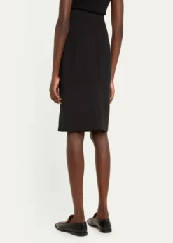 AkrisTrapezoid Buckle Wrapped Wool Pencil Skirt