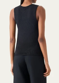 AkrisTrapezoid Embroidered Sleeveless Blouse