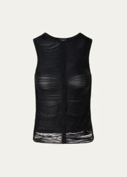 AkrisTrapezoid Embroidered Sleeveless Blouse