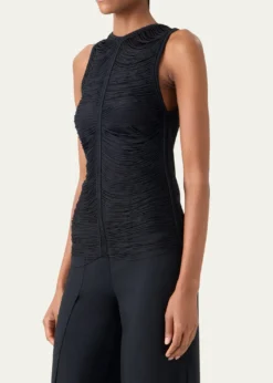 AkrisTrapezoid Embroidered Sleeveless Blouse
