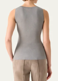 AkrisTwo-Tone Grid Knit Tank Top