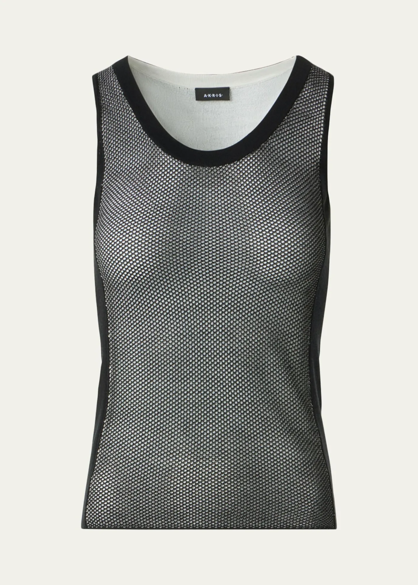 AkrisTwo-Tone Grid Knit Tank Top