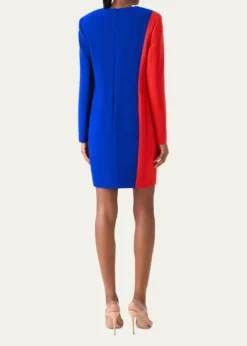AkrisVortex Patchwork Wool Long-Sleeve Mini Dress