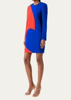 AkrisVortex Patchwork Wool Long-Sleeve Mini Dress