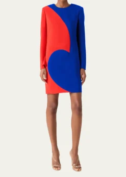 AkrisVortex Patchwork Wool Long-Sleeve Mini Dress