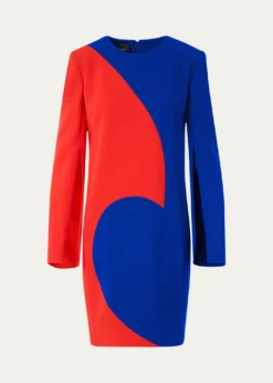 AkrisVortex Patchwork Wool Long-Sleeve Mini Dress