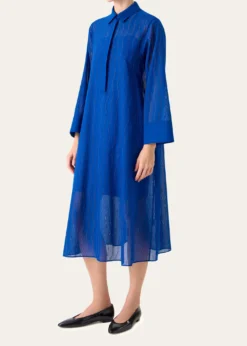 AkrisWave Broderie Anglaise Cotton Voile Midi Shirtdress