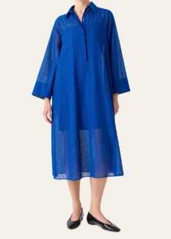 AkrisWave Broderie Anglaise Cotton Voile Midi Shirtdress