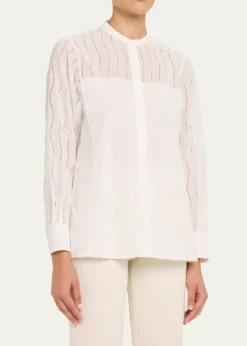 AkrisWave Broderie Anglaise Cotton Voile Blouse