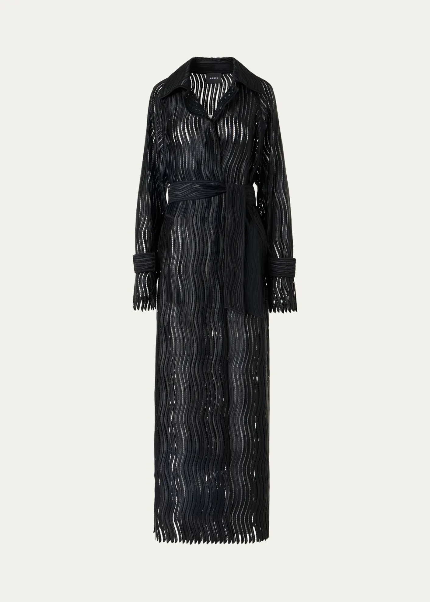 AkrisWave Embroidered Single-Breasted Long Coat