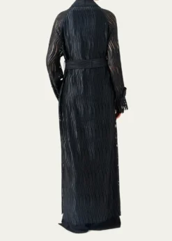 AkrisWave Embroidered Single-Breasted Long Coat
