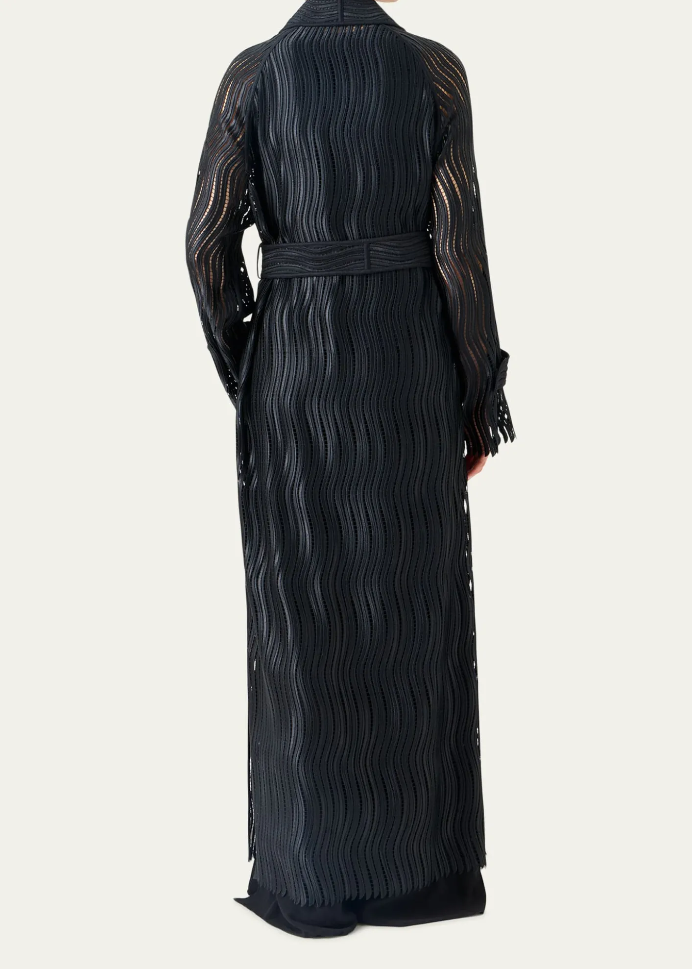 AkrisWave Embroidered Single-Breasted Long Coat