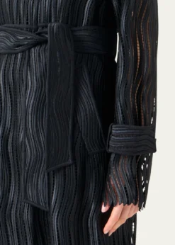 AkrisWave Embroidered Single-Breasted Long Coat