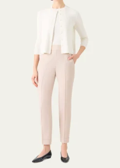 AkrisWave Guipure Silk Knit Crewneck Cardigan