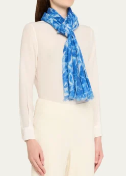 AkrisWhitecaps-Print Cashmere Scarf