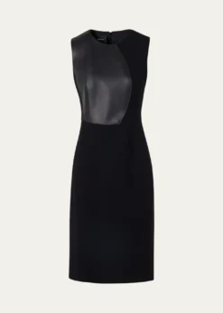 AkrisWool and Orbit Leather Sleeveless Sheath Dress