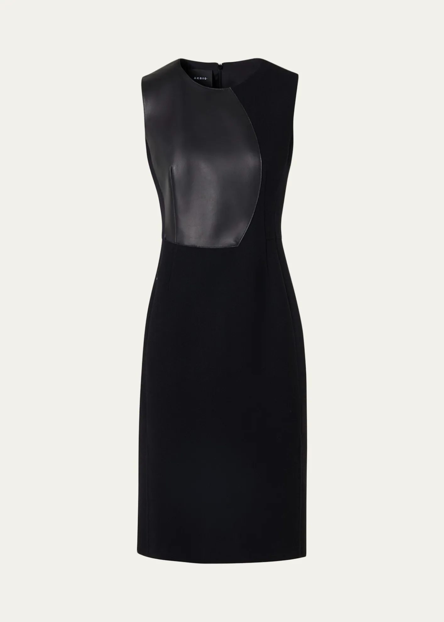 AkrisWool and Orbit Leather Sleeveless Sheath Dress