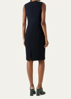 AkrisWool and Orbit Leather Sleeveless Sheath Dress