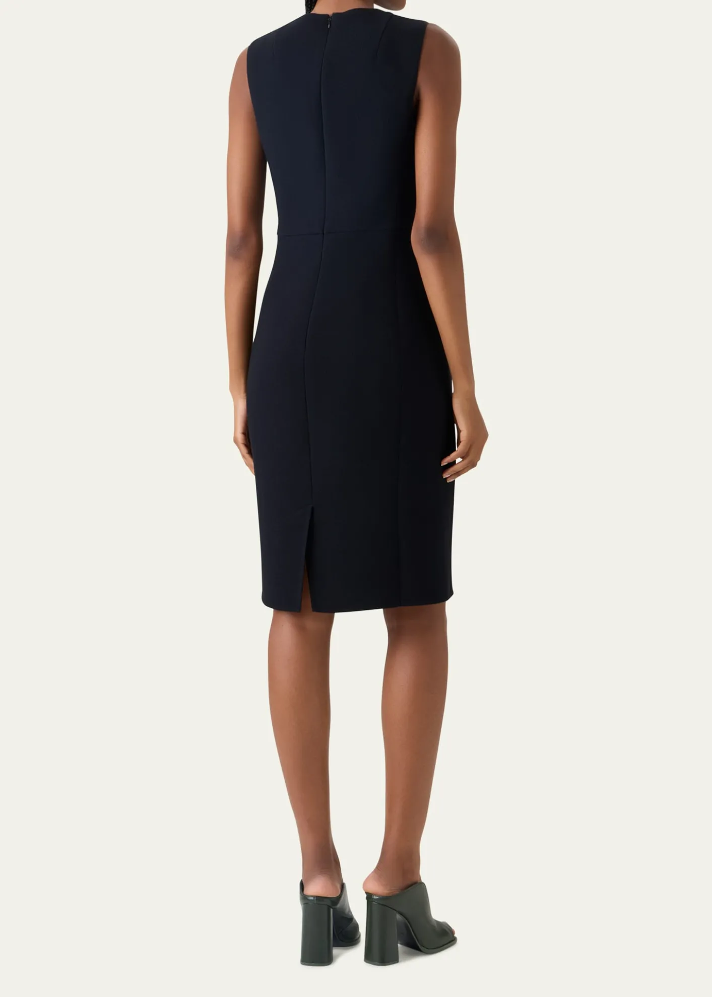 AkrisWool and Orbit Leather Sleeveless Sheath Dress