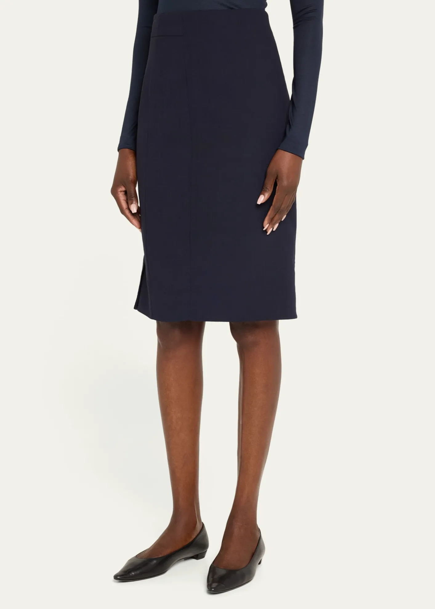 AkrisWool-Blend Knee-Length Pencil Skirt