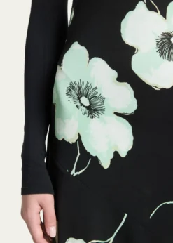 ALAIAAsymmetric Floral-Print Jersey Midi Skirt