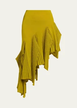 ALAIAAsymmetric Godet Ruffle Midi Skirt
