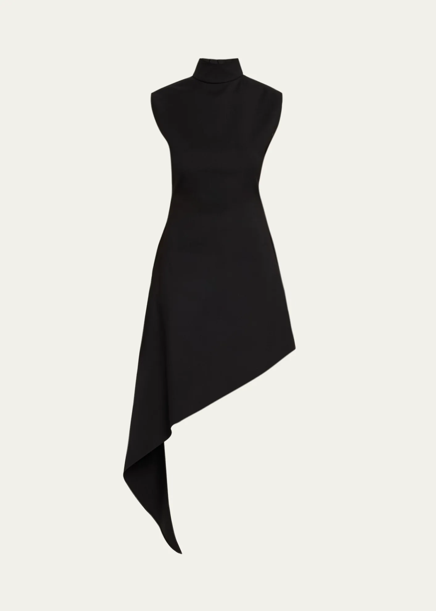ALAIAAsymmetric Pointed Wool Twill Mini Dress