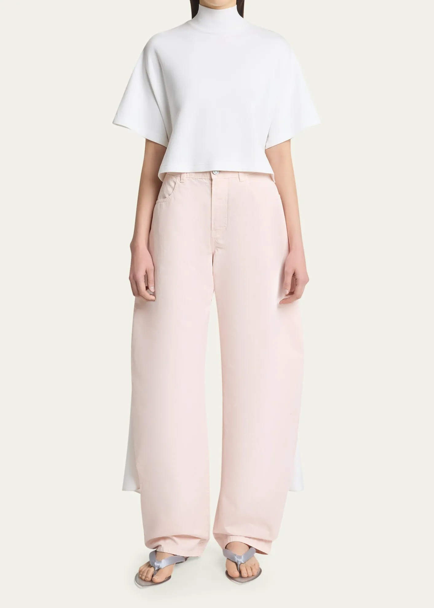 ALAIAAsymmetric Short-Sleeve Cotton T-Shirt