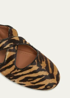 ALAIACrisscross Tiger Calf Hair Ballerina Flats